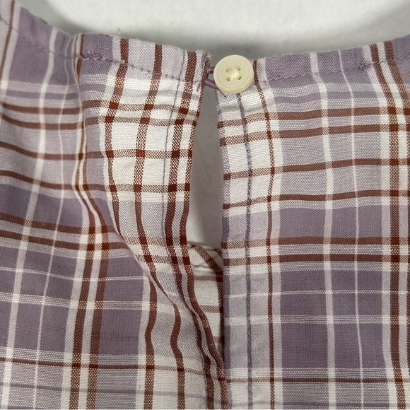LOFT Lavender Plaid Ruffle Blouse - Picture 7 of 12